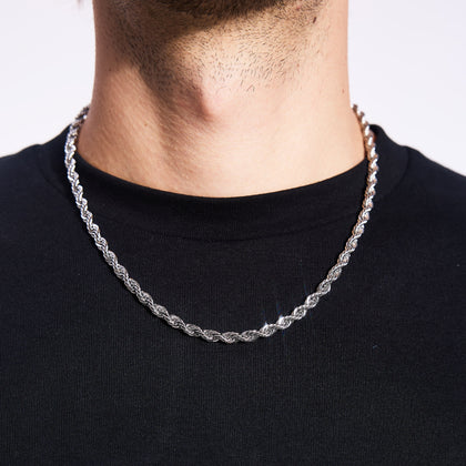 Chaîne corde 5 mm or blanc