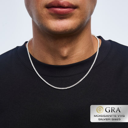 Tennis Chain 2.5mm Moissanite VVS S925 White Gold