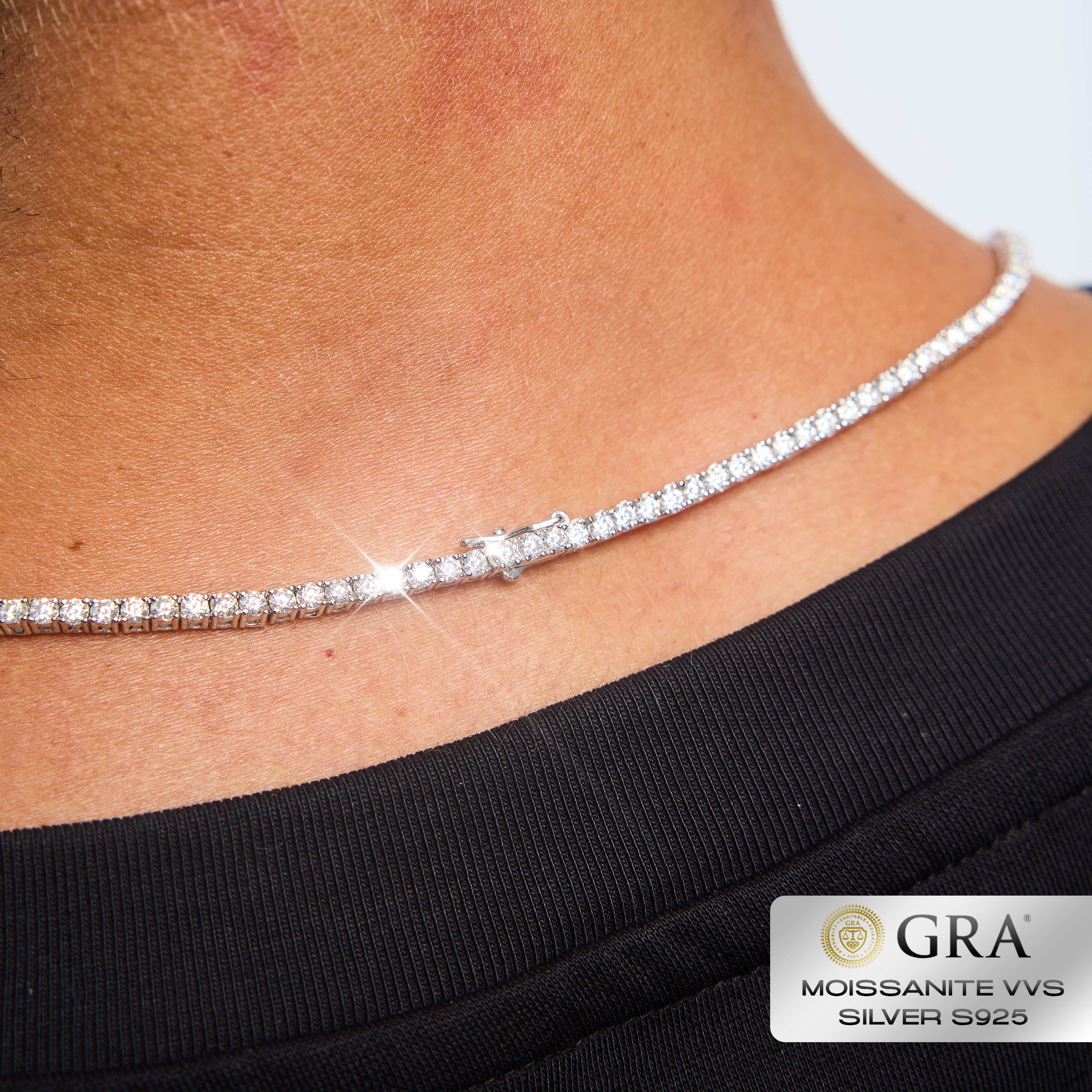 Tennis Chain 2.5mm Moissanite VVS S925 White Gold