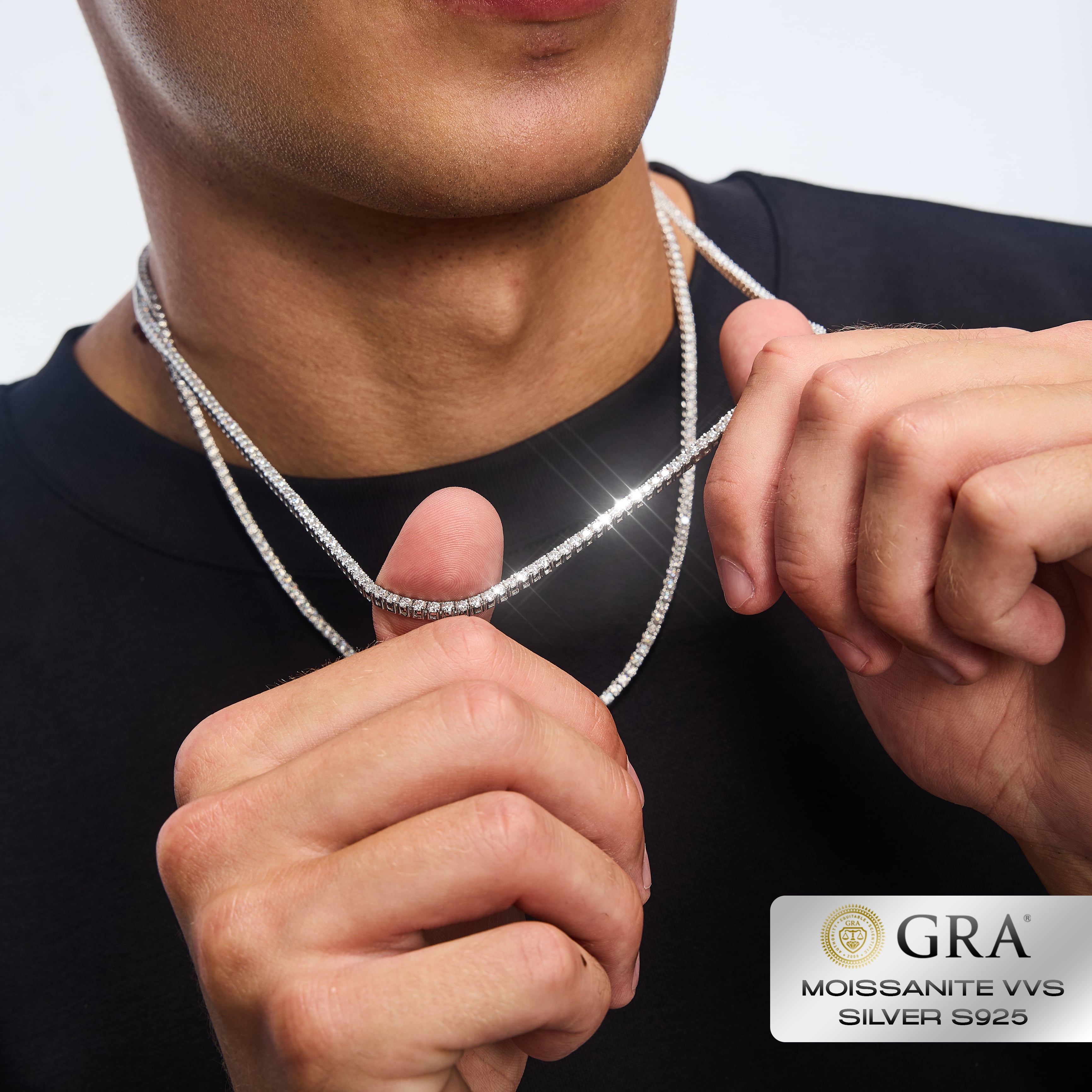 Tennis Chain 2.5mm Moissanite VVS S925 White Gold