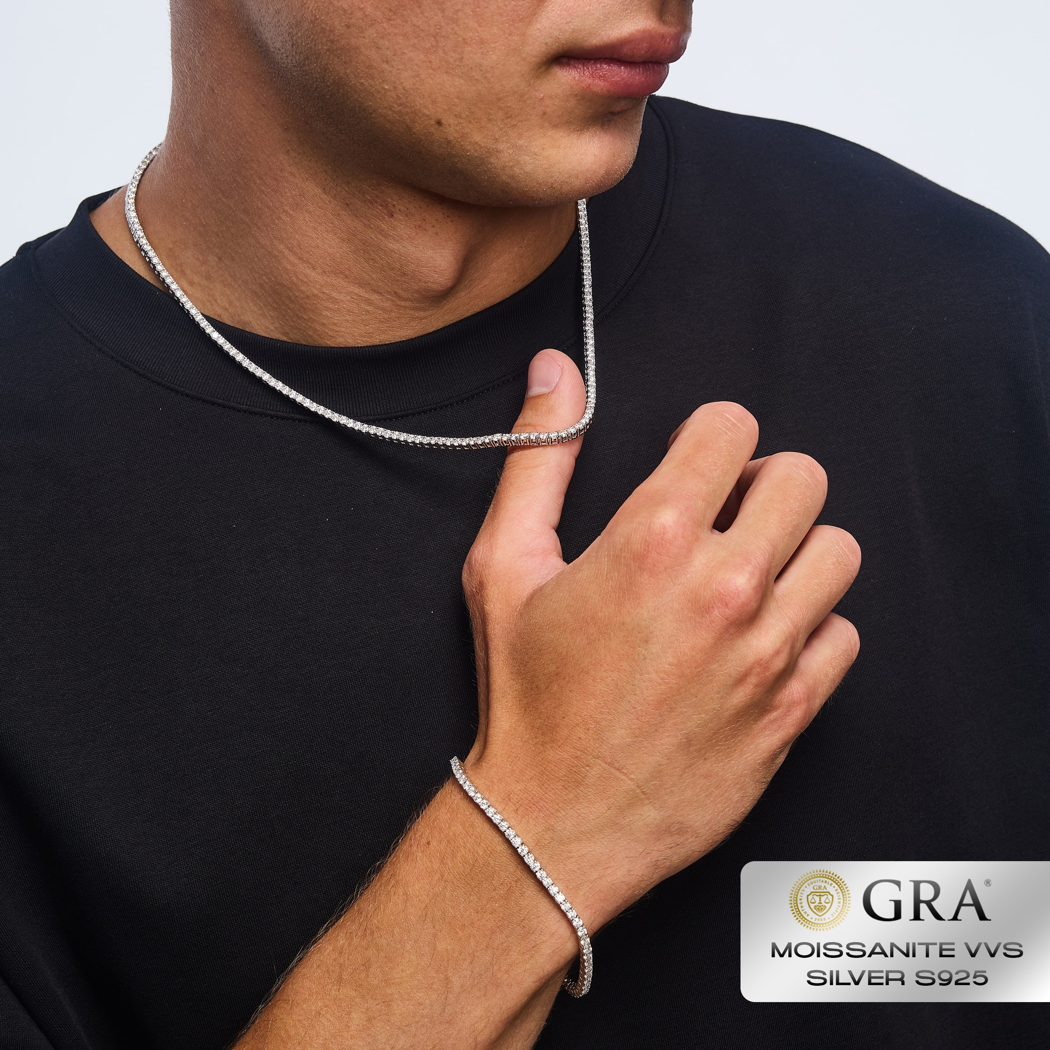 Tennis Chain 2.5mm Moissanite VVS S925 White Gold