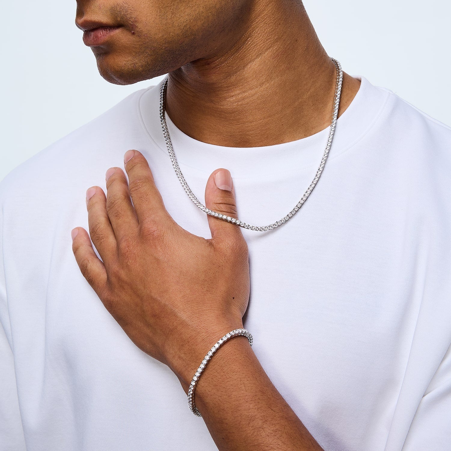 Bracelet tennis 3 mm en or blanc