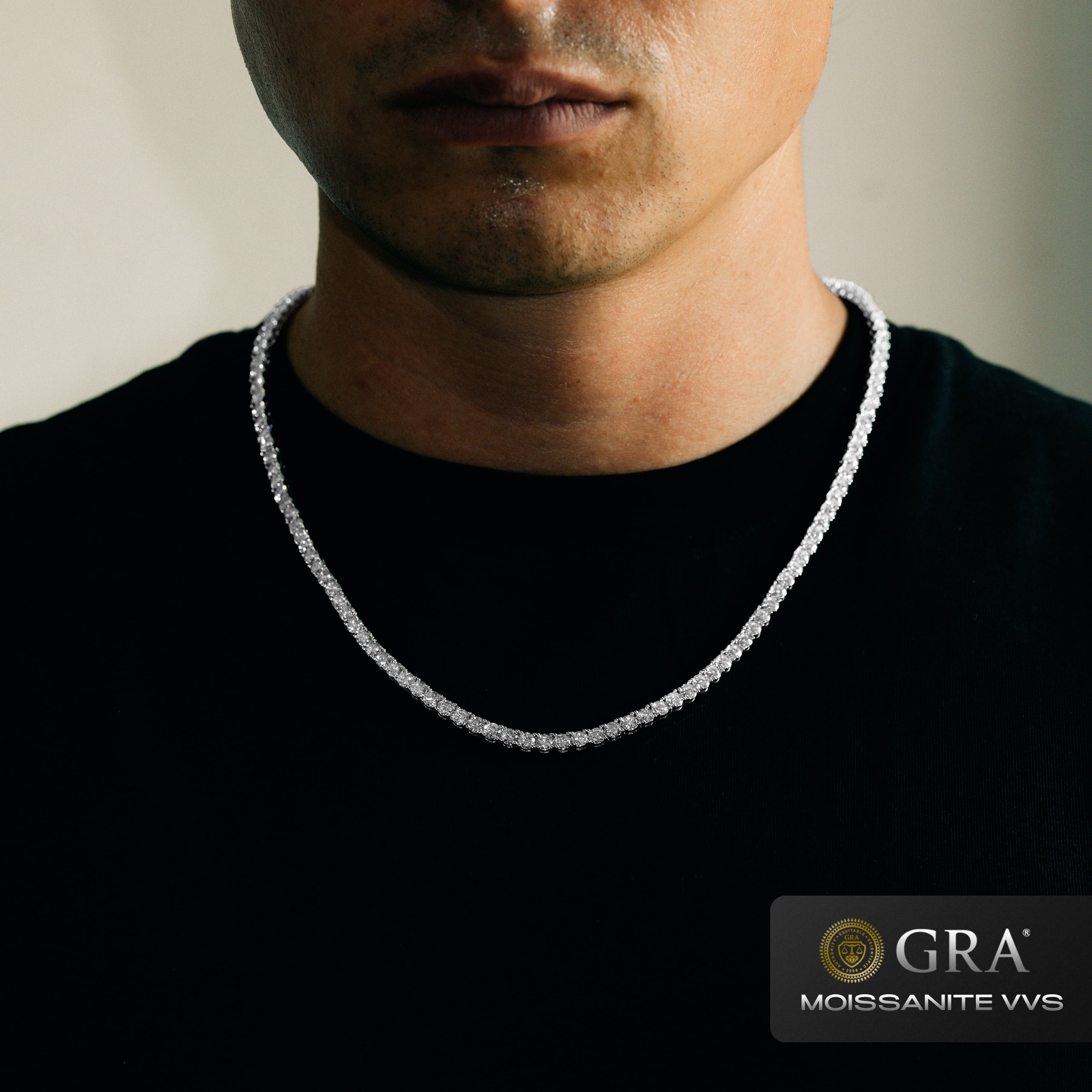 Tennis Chain 4mm VVS Moissanite White Gold
