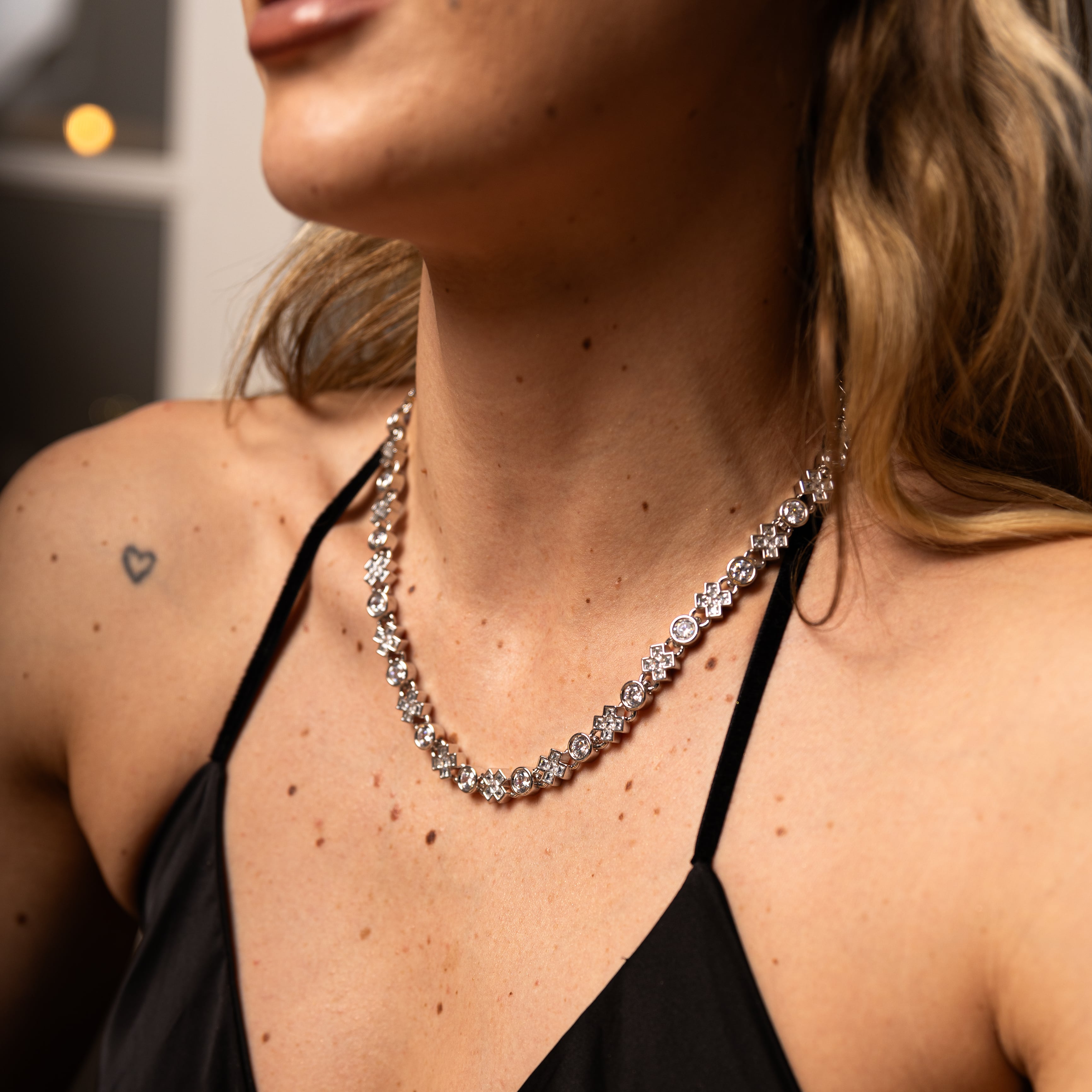 Diamond XOXO Link Chain 8mm White Gold