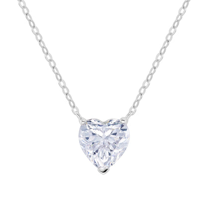Crystal Heart White Necklace in White Gold S925