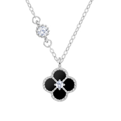 Diamond Leaf Clover Black S925 necklace