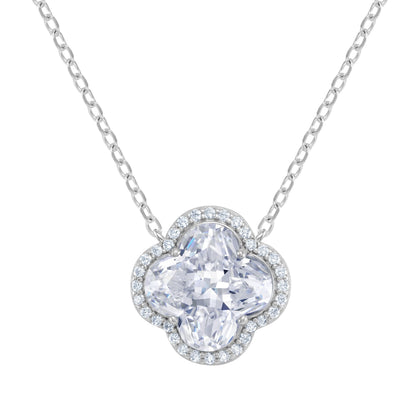 Diamond Leaf Clover White S925 necklace