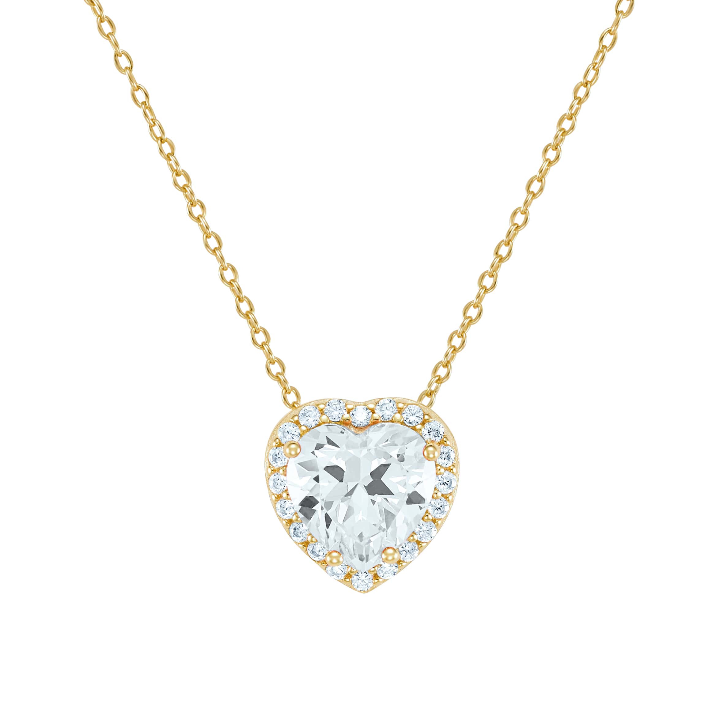 Heart Gem White Necklace in S925 Gold