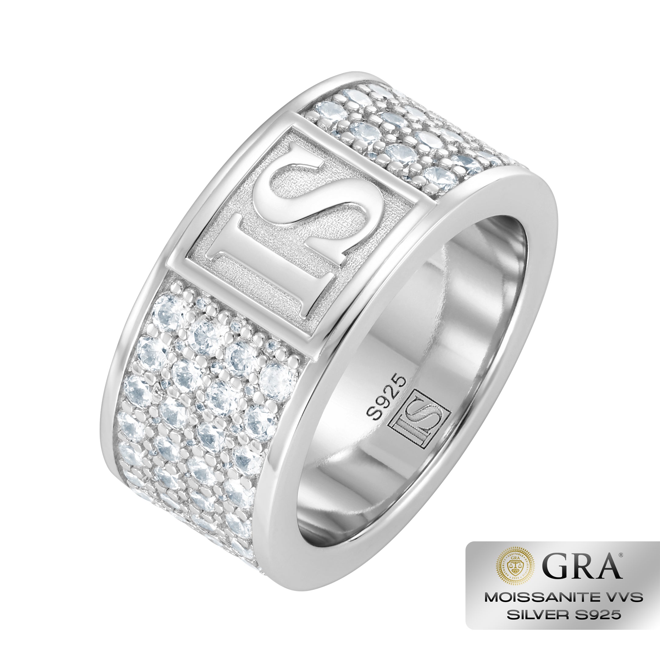 Diamond Band IS Ring Moissanit VVS S925 White Gold