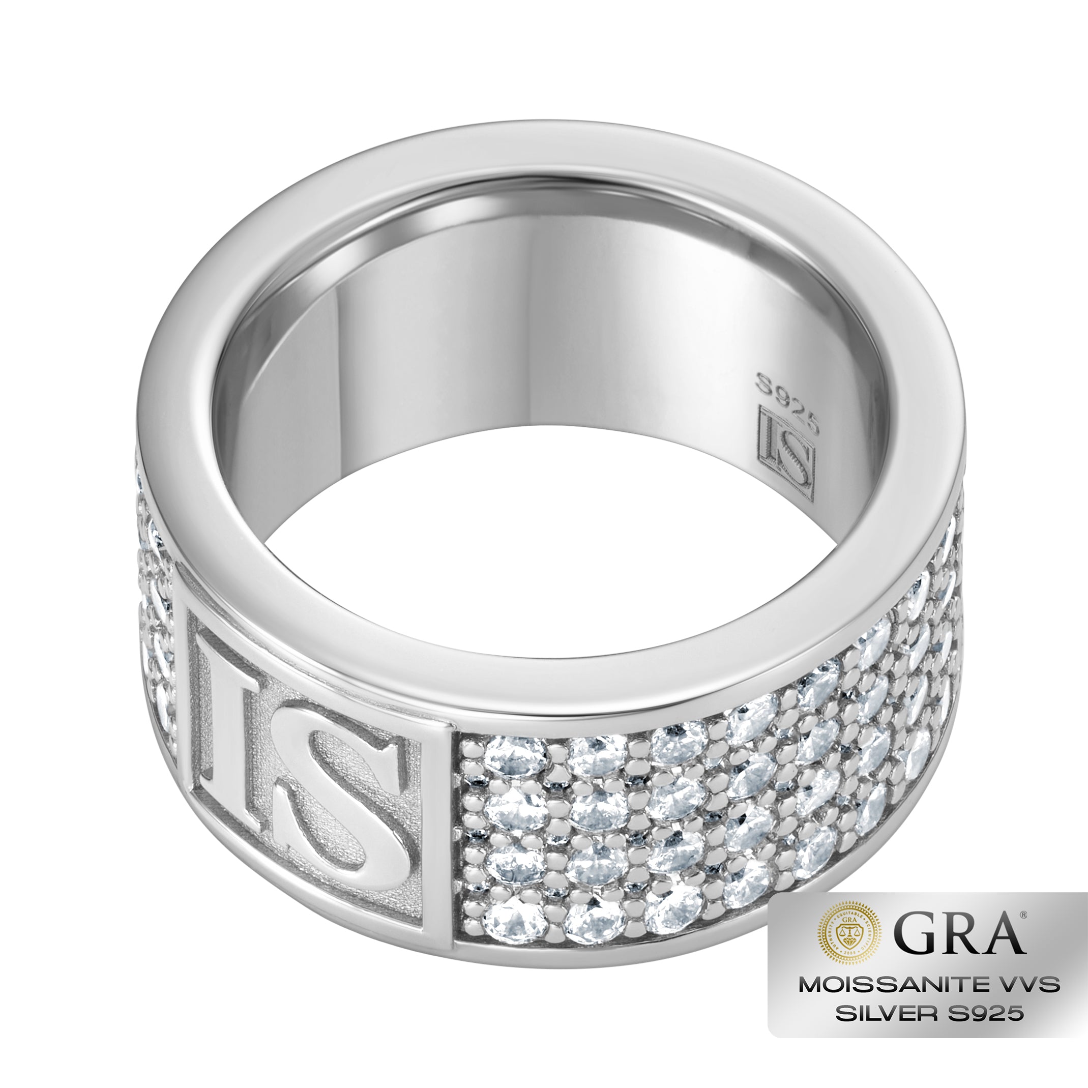 Diamond Band IS Ring Moissanit VVS S925 White Gold