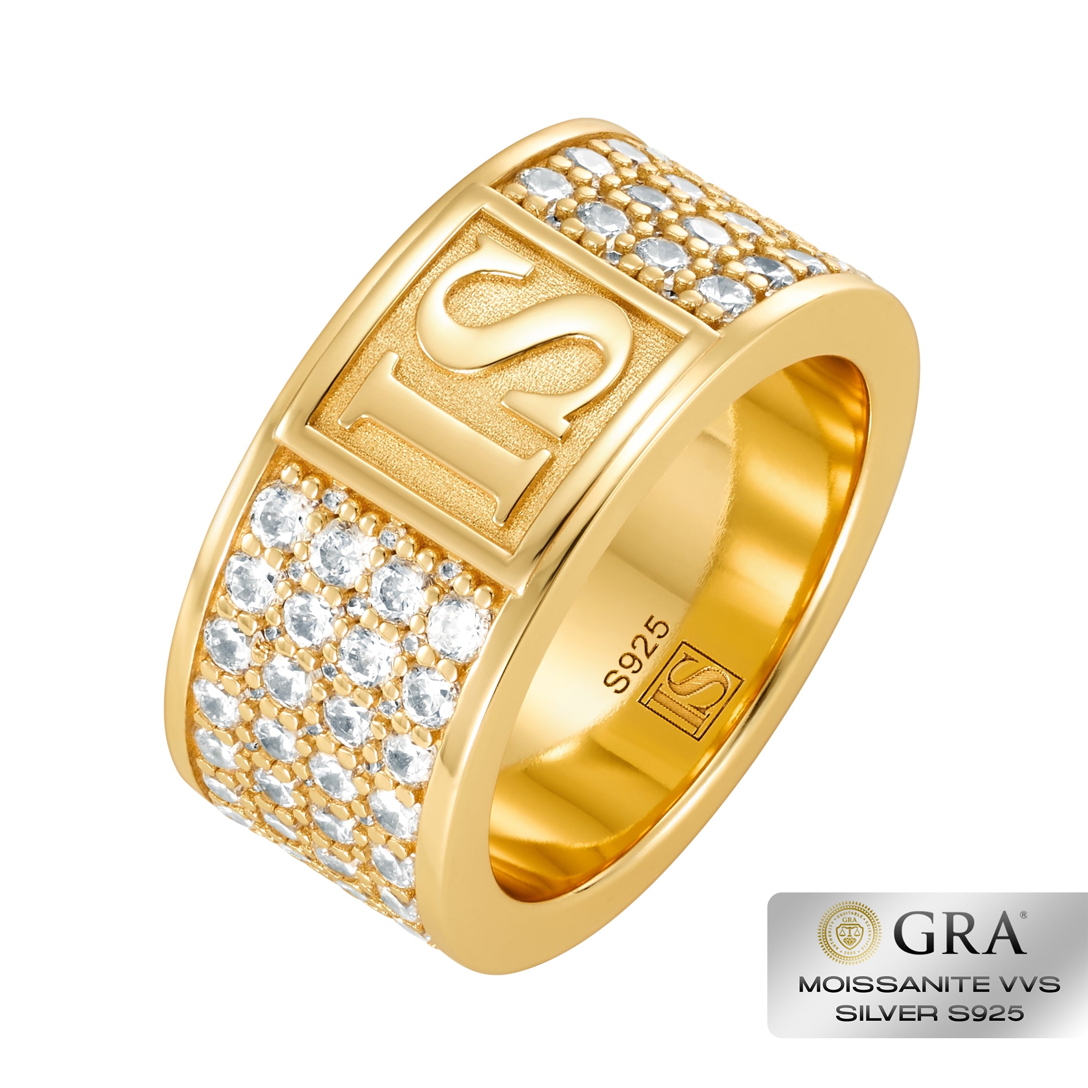 Diamond Band IS Ring Moissanit VVS S925 Gold