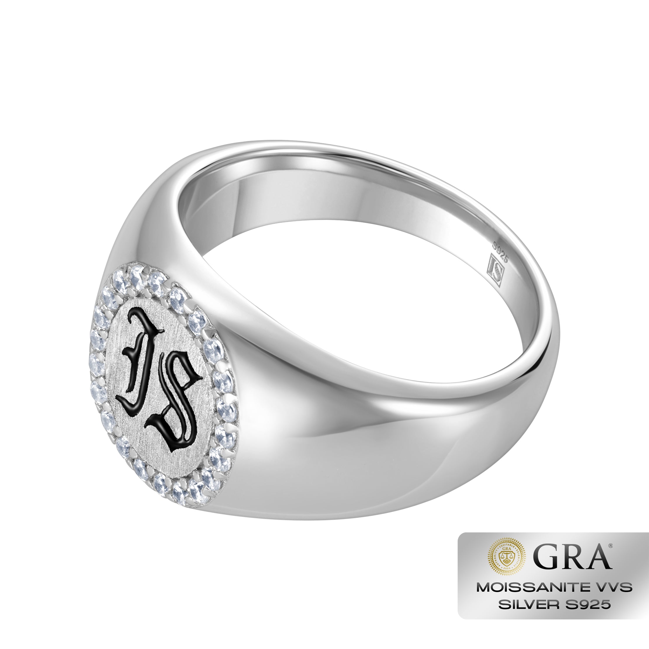 Diamond IS Gothic Ring Moissanit VVS S925 White Gold