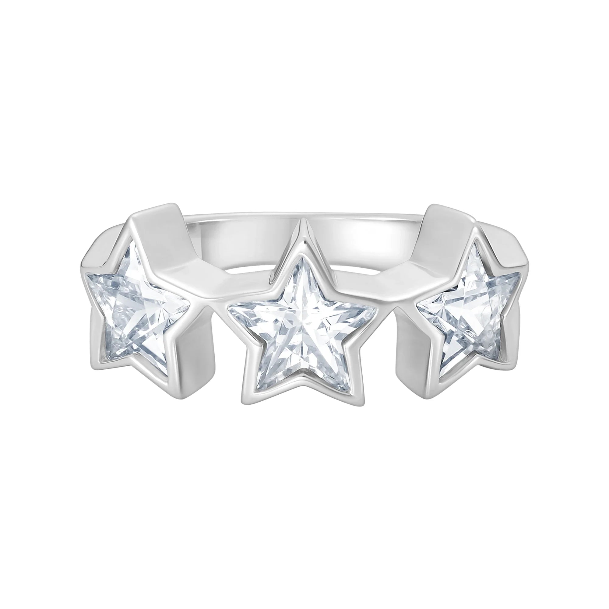 Diamant-Sterne-Ring aus Weißgold