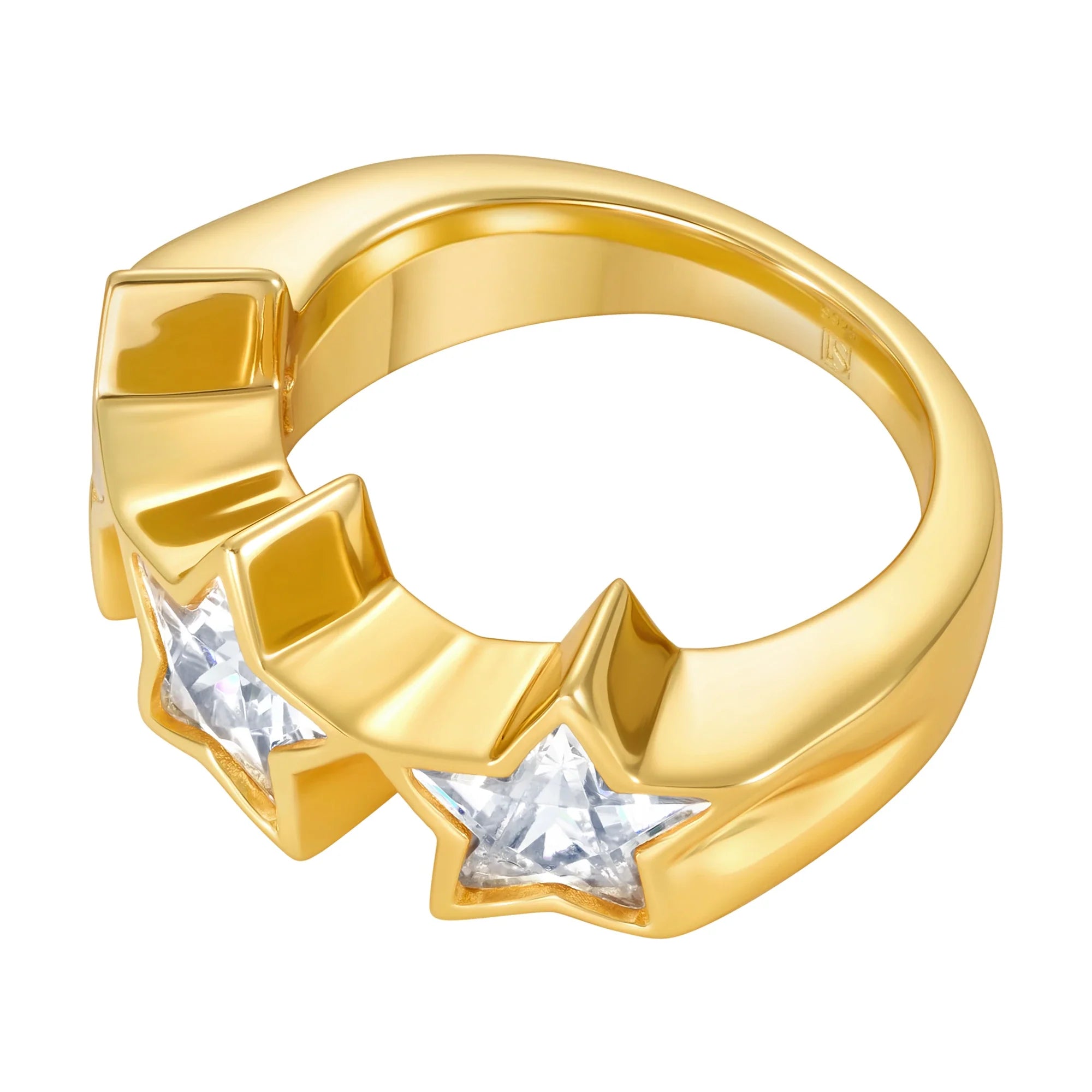 Goldring mit Diamantsternen