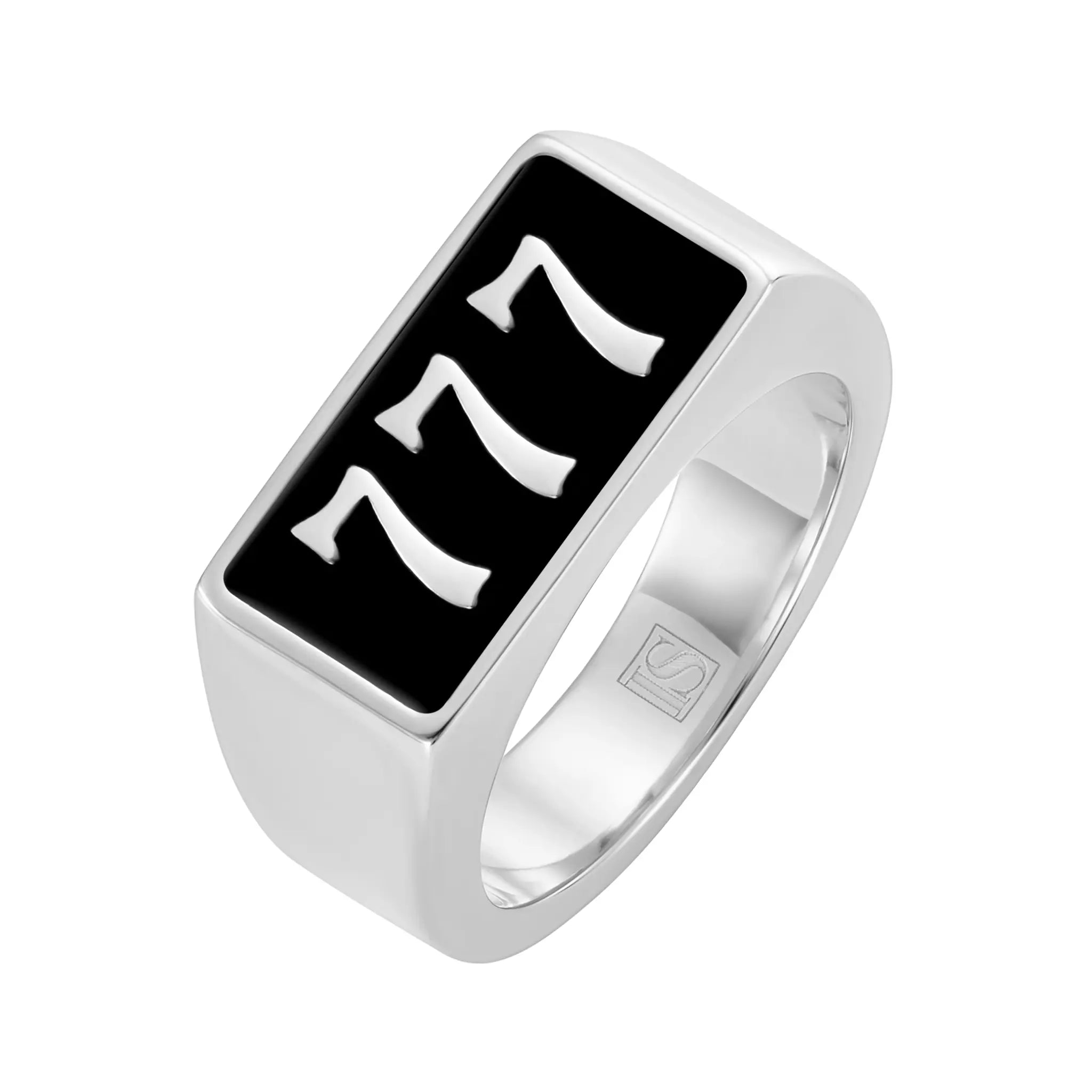 Lucky 777 White Gold Ring