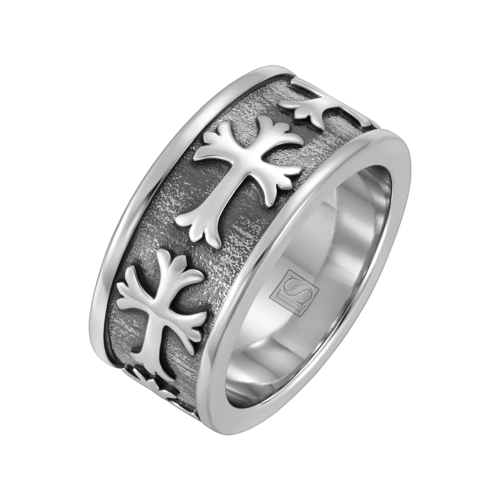 Sharp Cross Ring | White Gold | ICED STUFF®