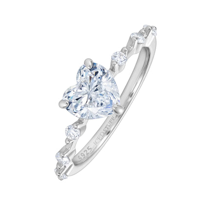Crystal Heart Promise Ring White Gold S925