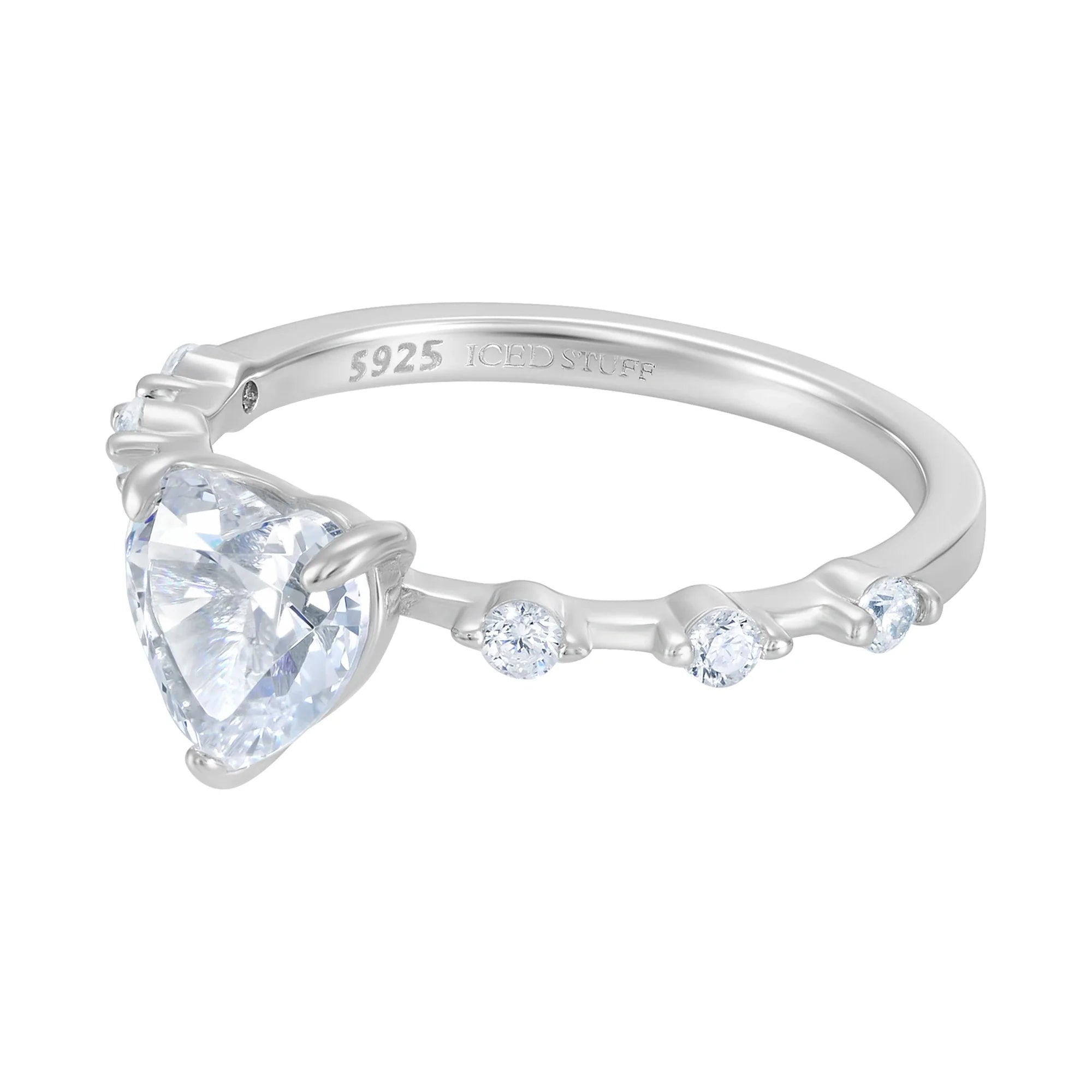 Crystal Heart Promise Ring White Gold S925
