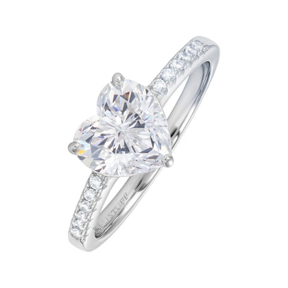 Crystal Heart White Ring in White Gold S925