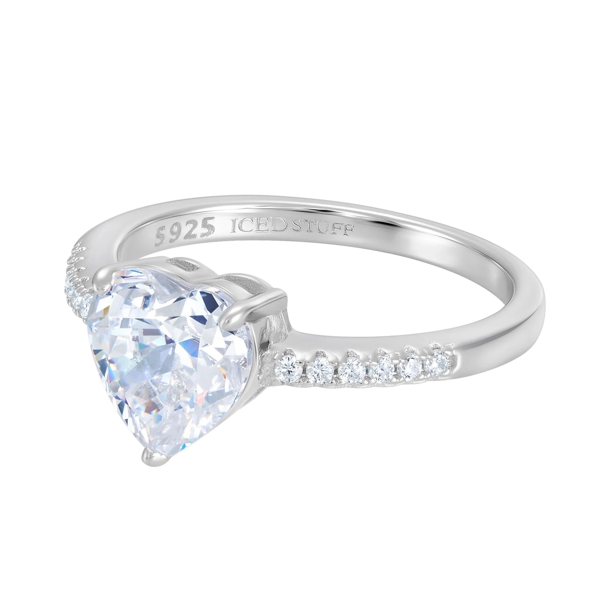 Crystal Heart White Ring in White Gold S925