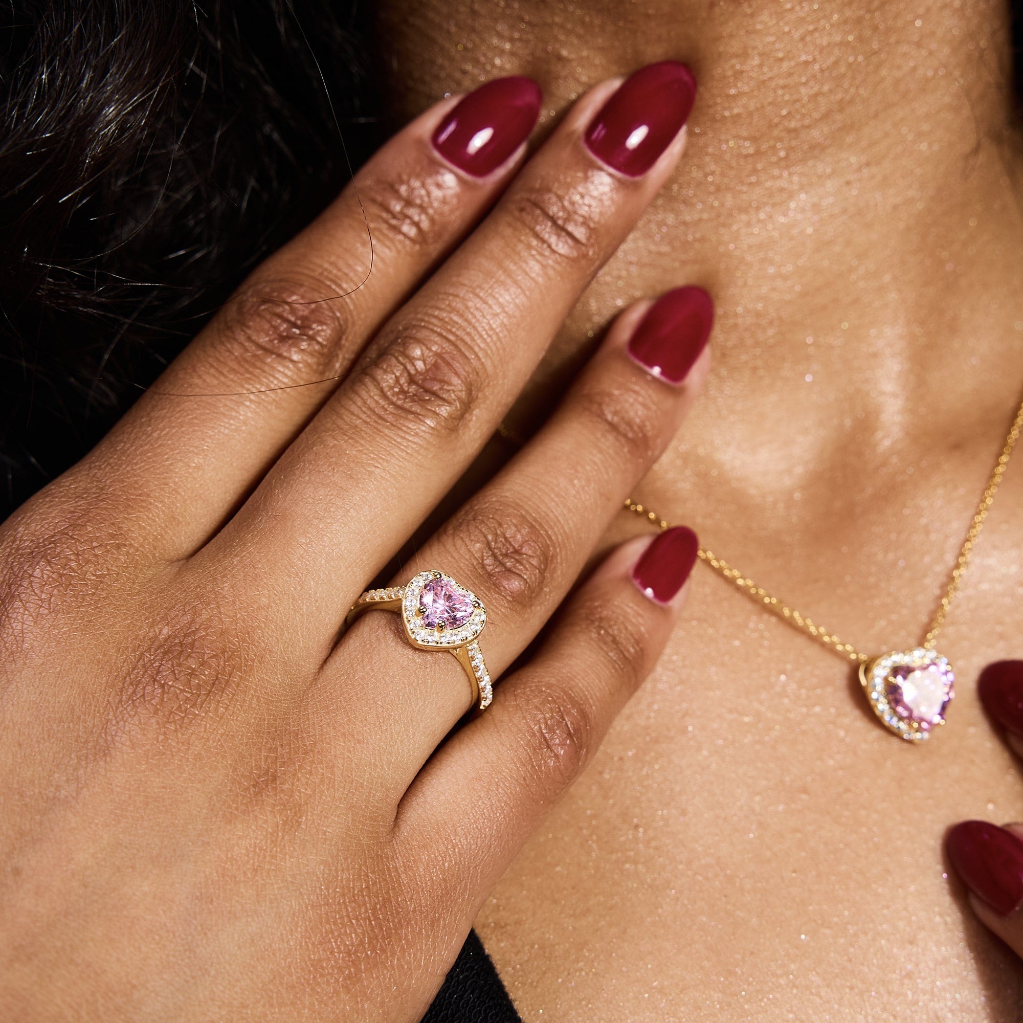 Heart Gem Pink Gold Heart S925 ring