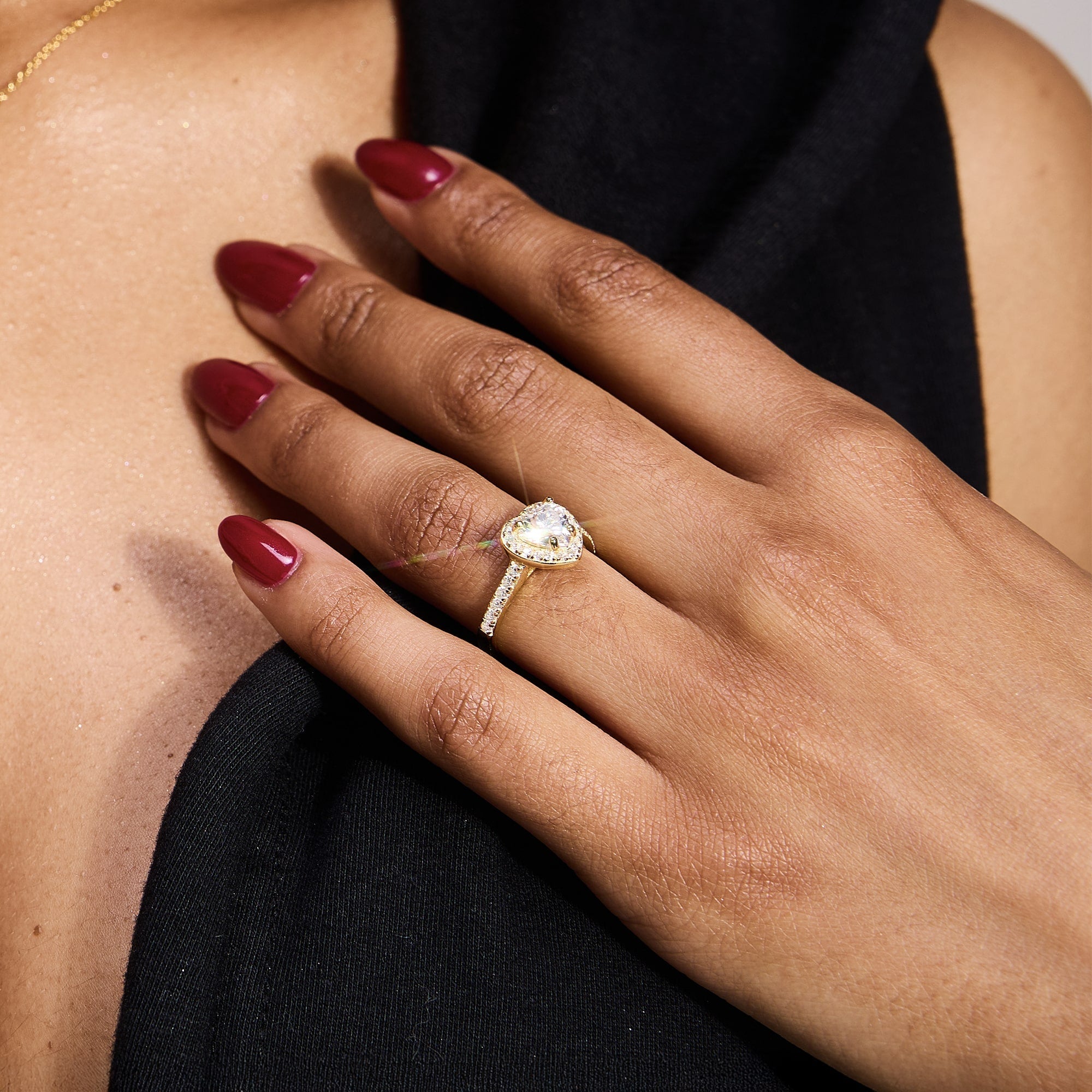 Heart Gem White S925 Gold Heart Ring