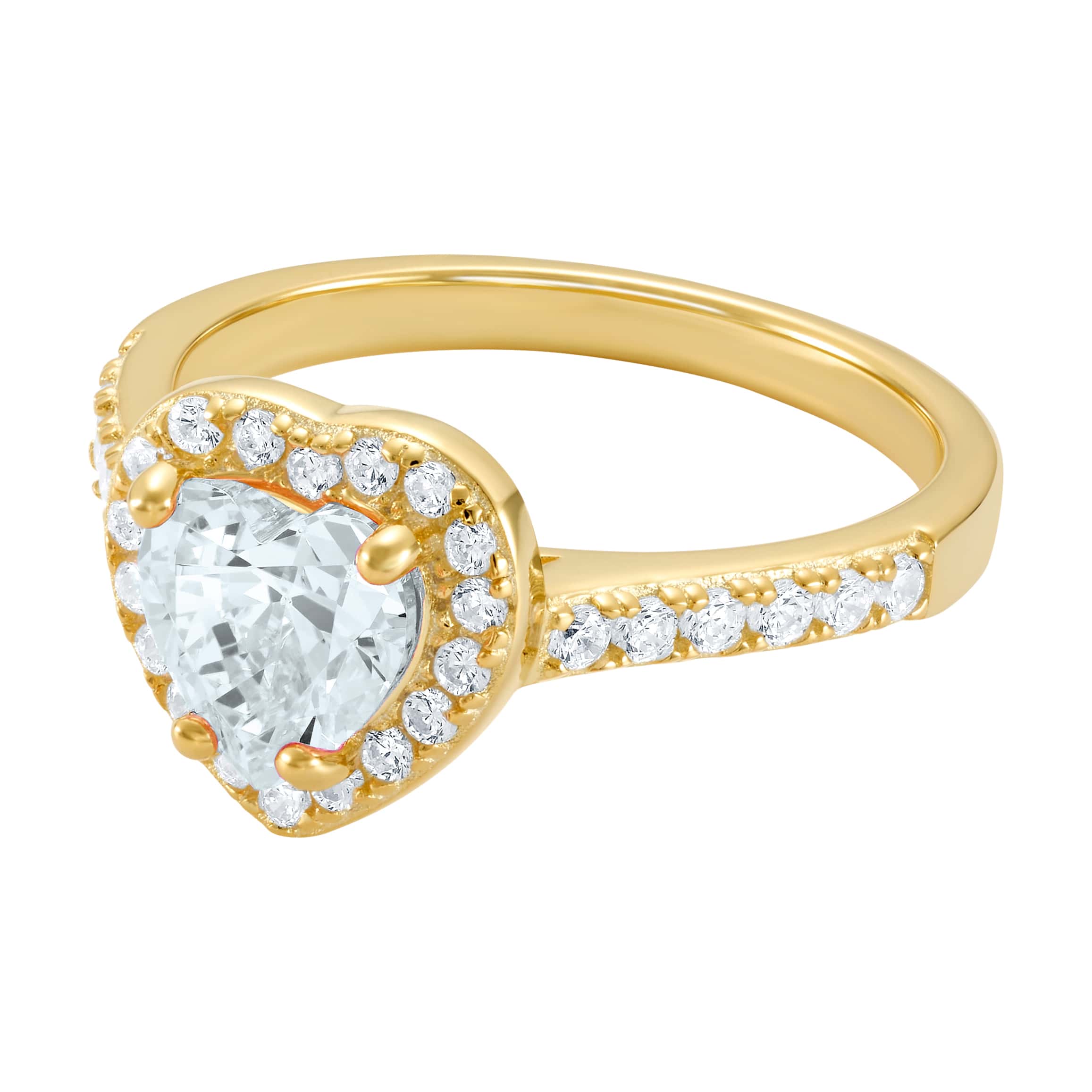 Heart Gem White S925 Gold Heart Ring