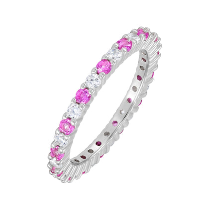 Micro Tennis Diamond Pink & White S925 ring