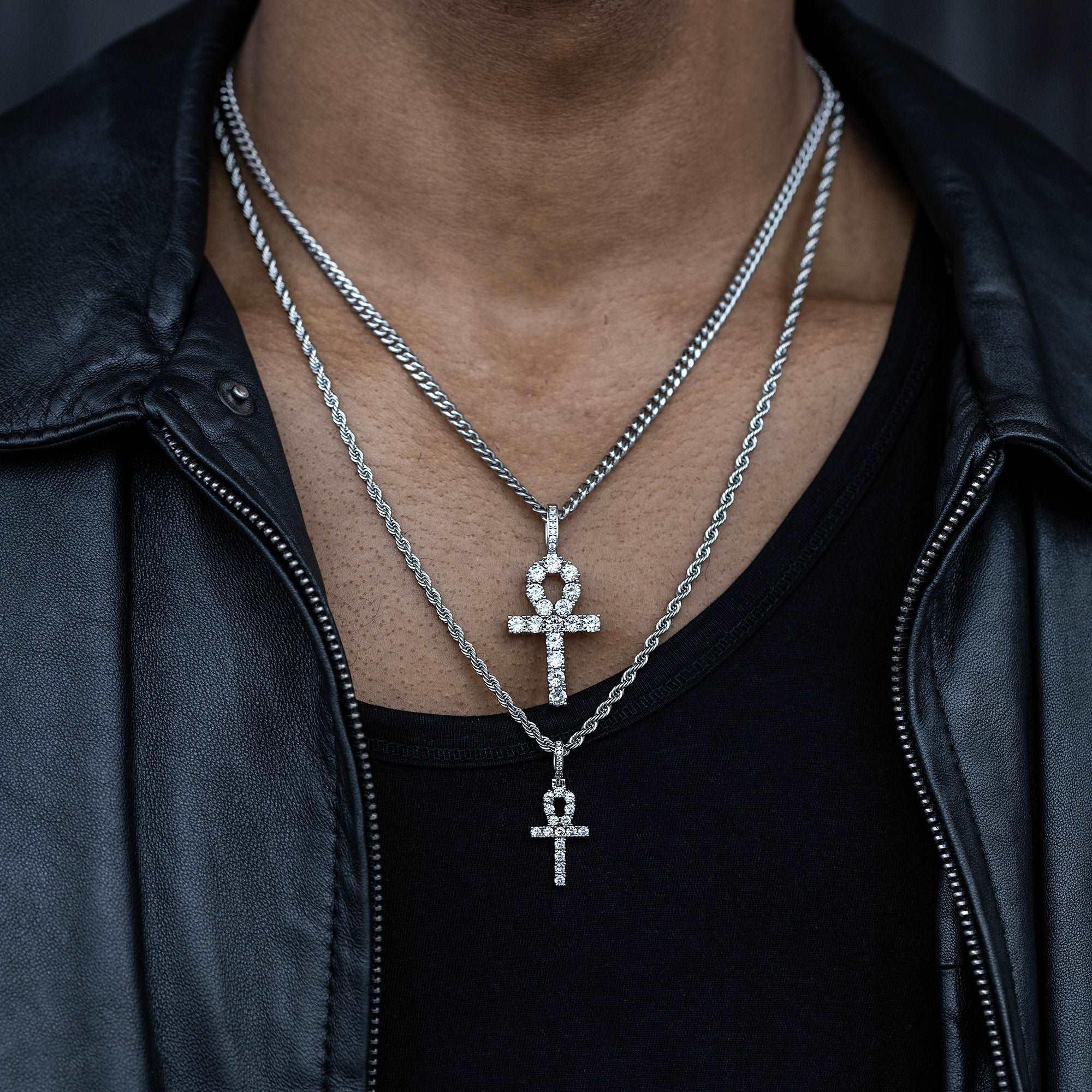 Micro Ankh Cross White Gold