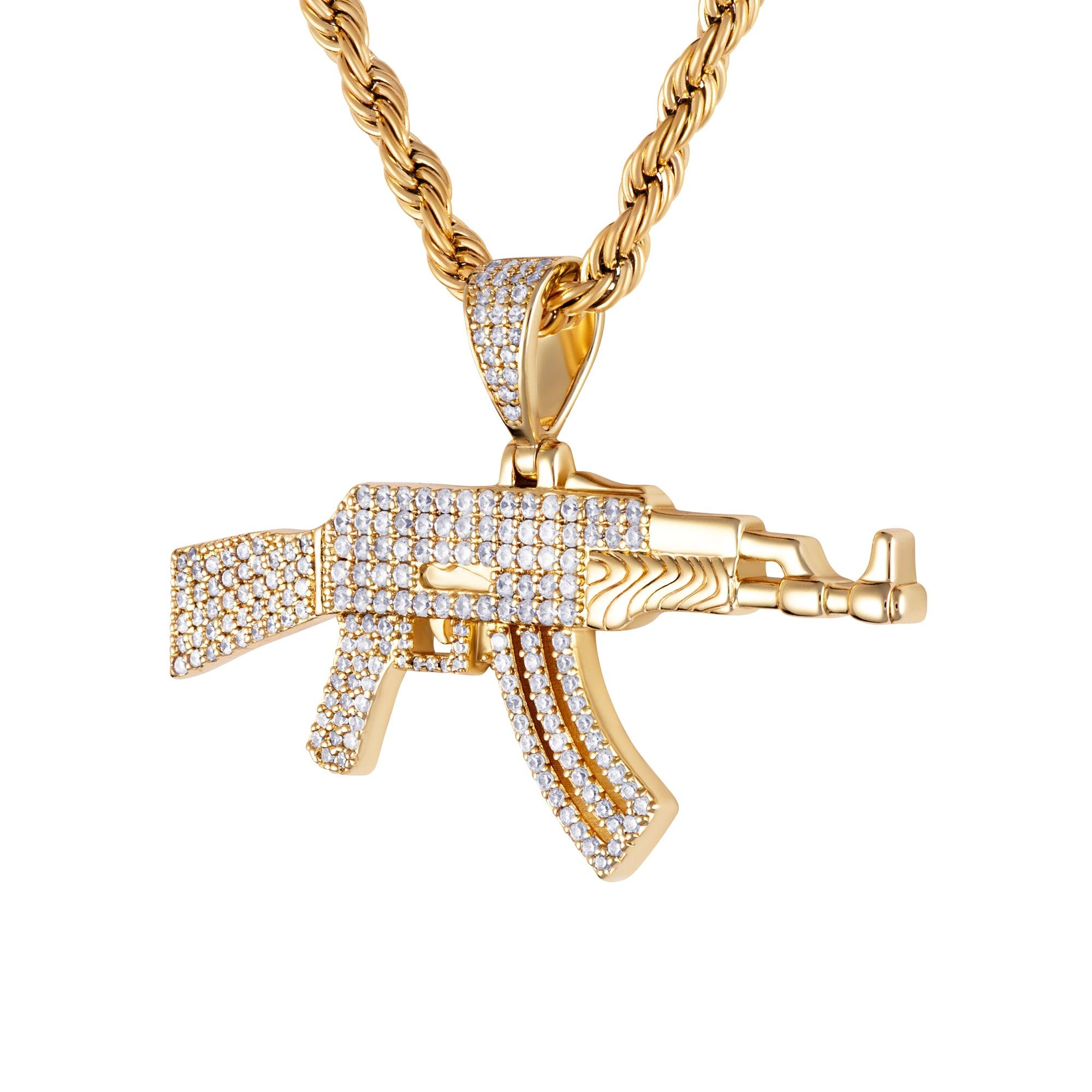 AK-47 Iced Out Pendant with 28