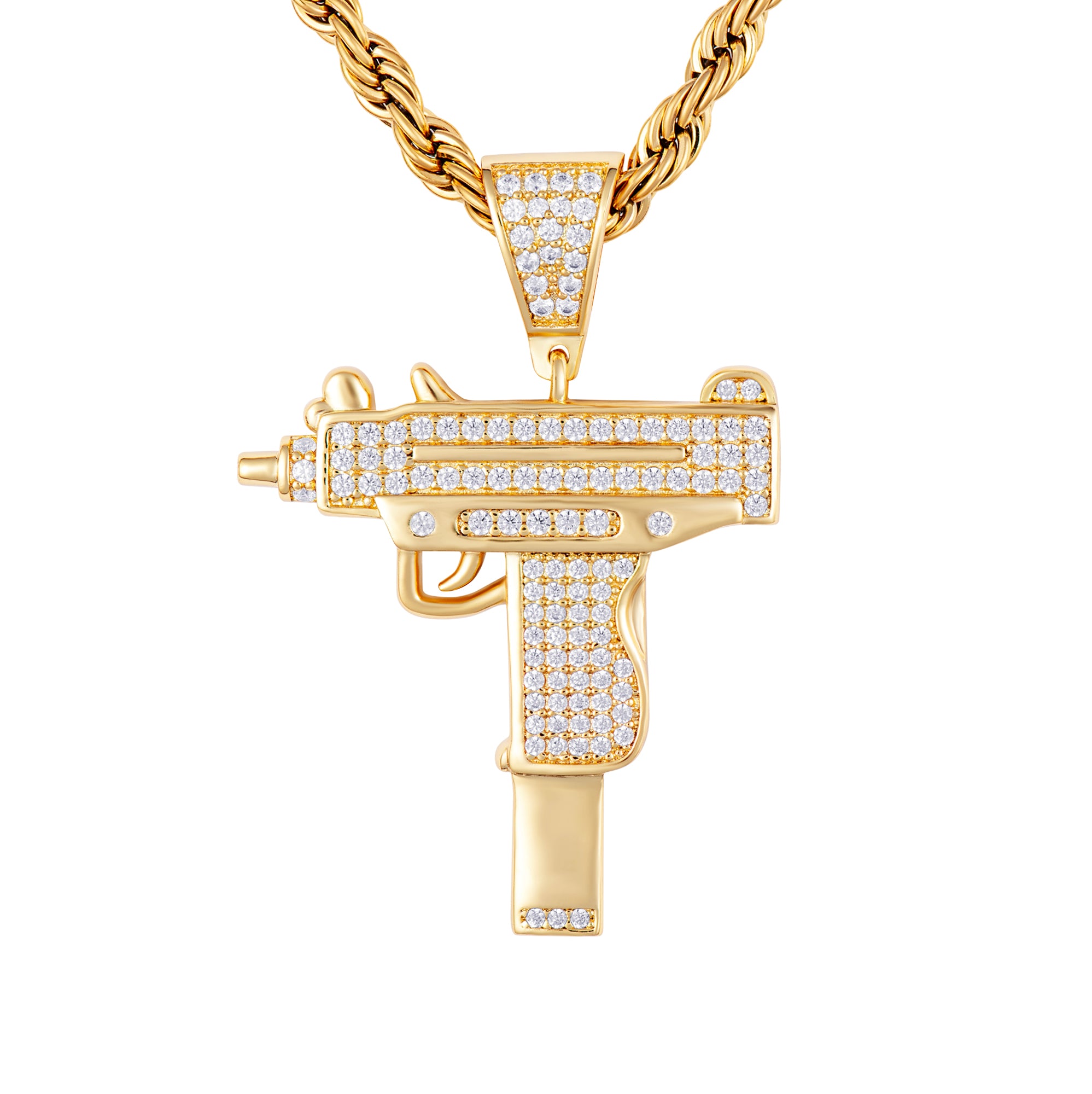 Uzi Gun Pendant Gold