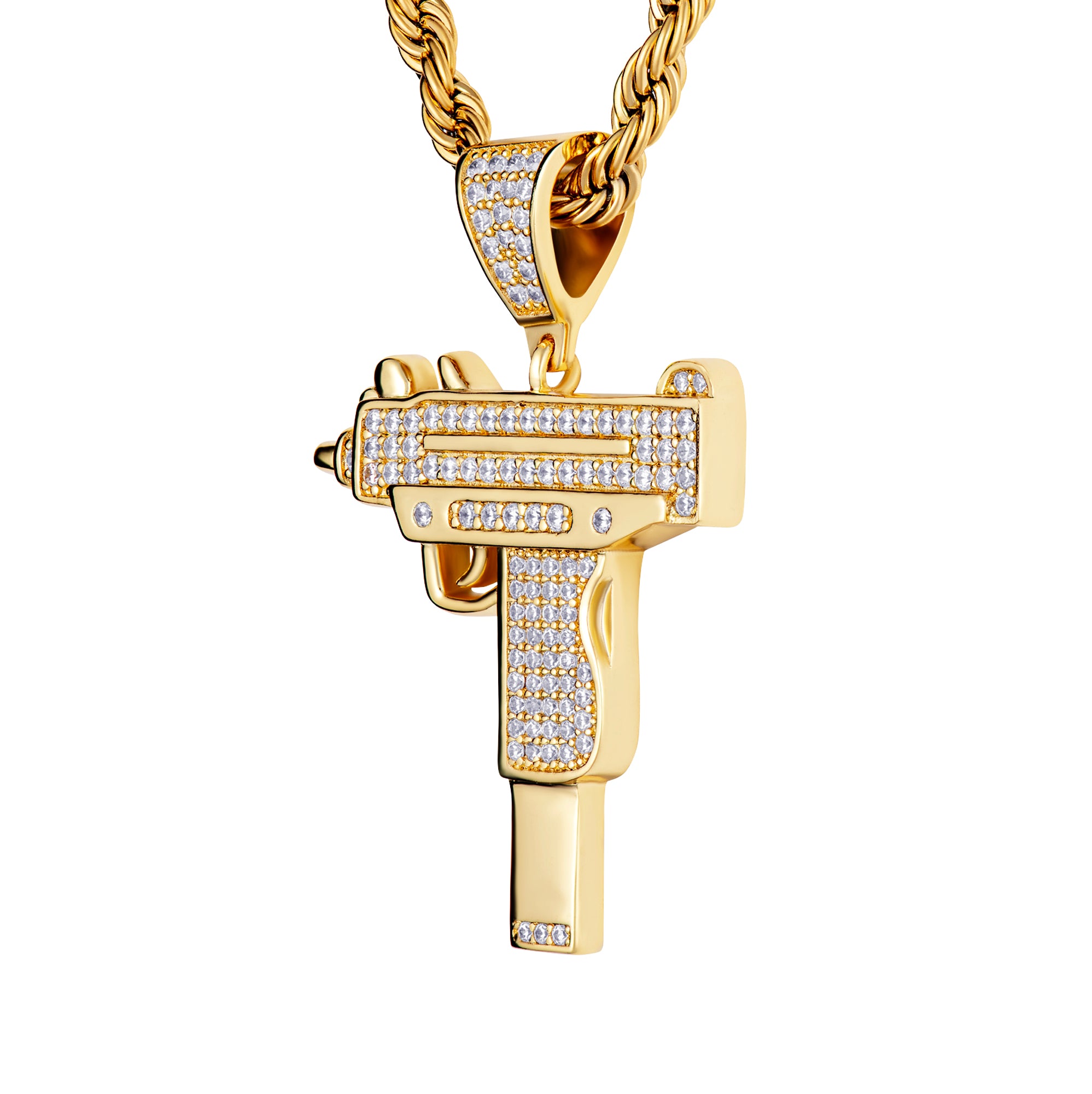 Uzi Gun Pendant Gold