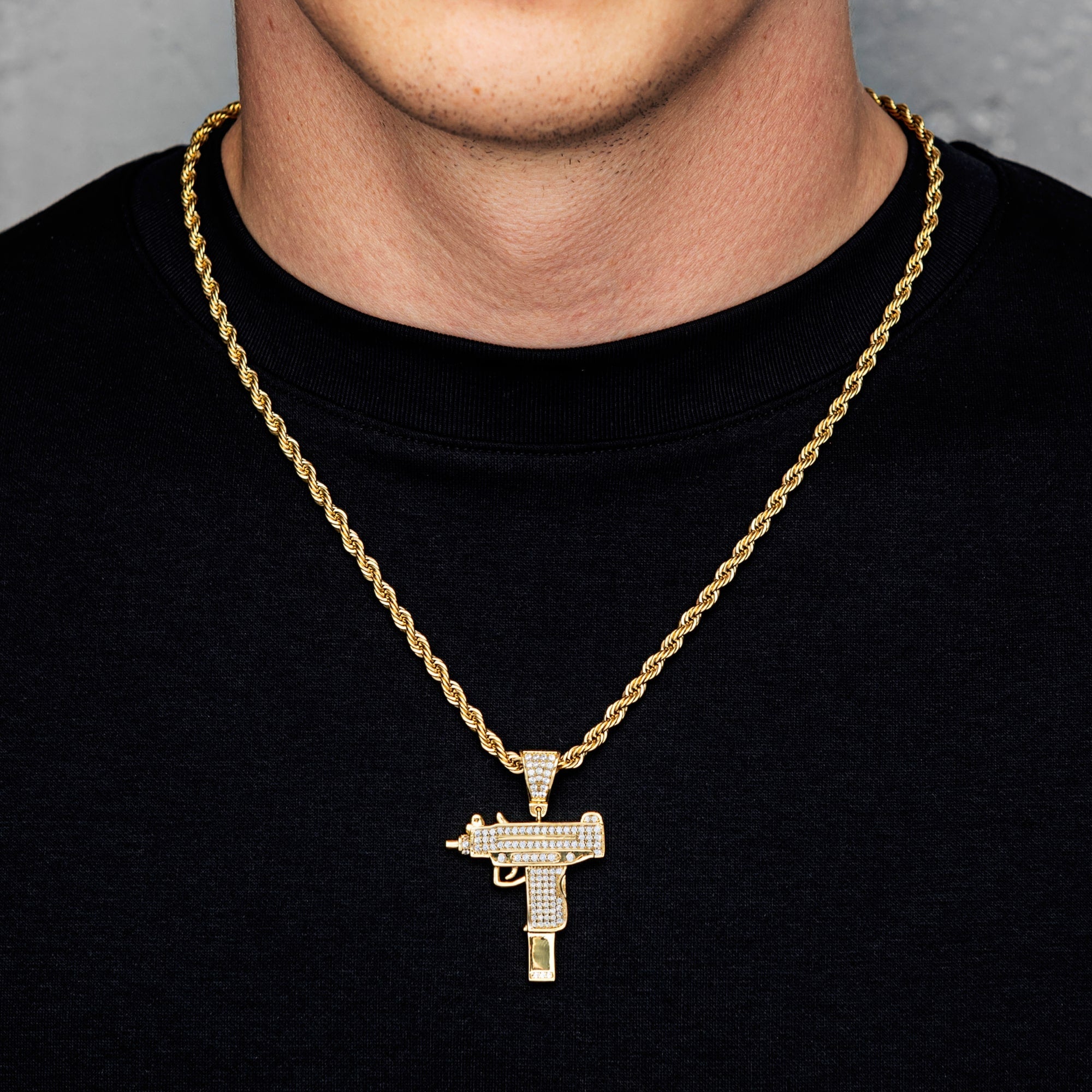 Uzi Gun Pendant Gold