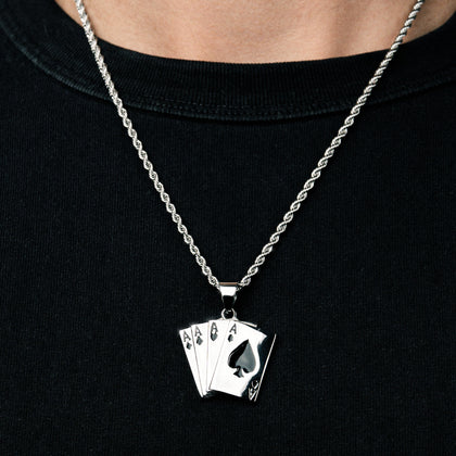 Cards 4 Aces Pendant White Gold
