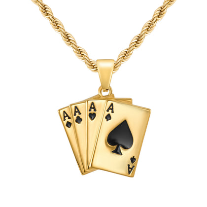 Cards 4 Aces Pendant Gold