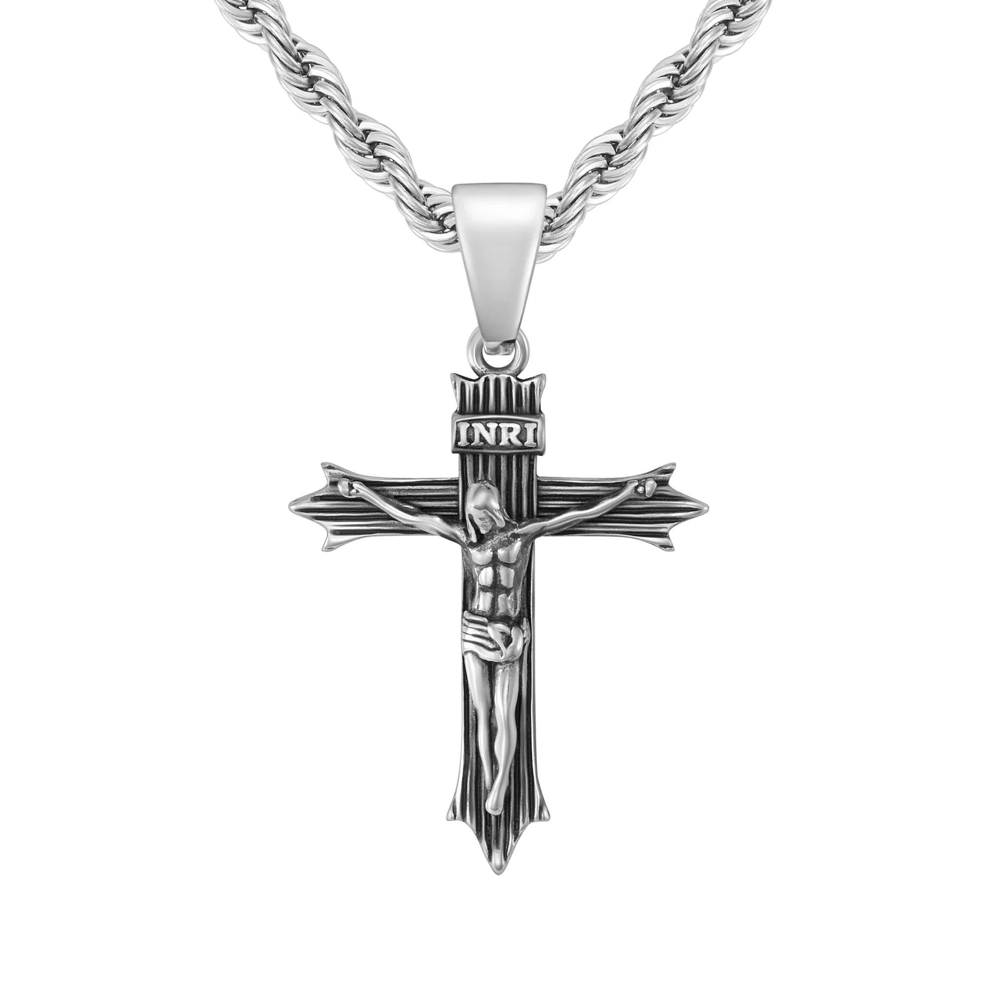 Crucifix pendant, white gold