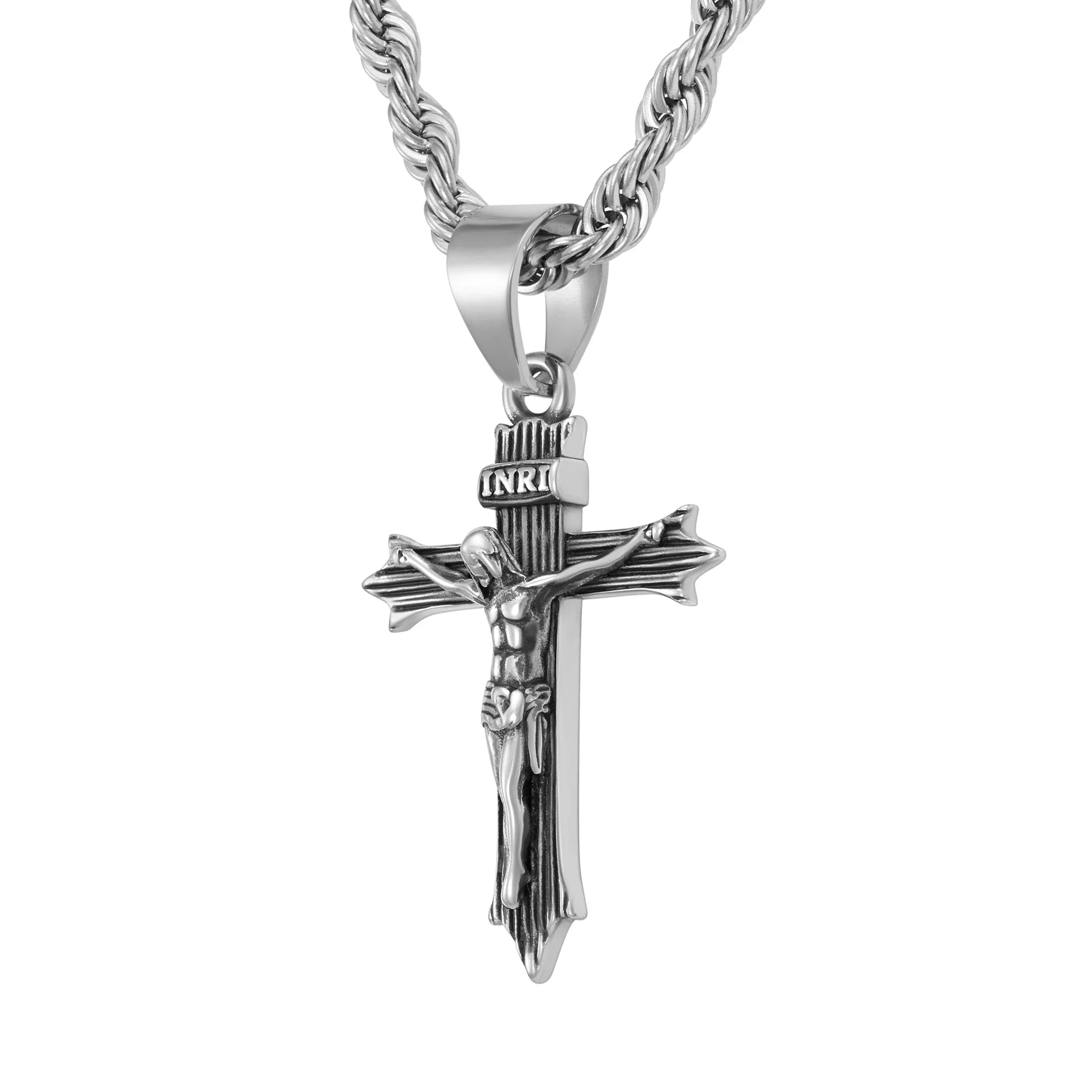 Crucifix pendant, white gold