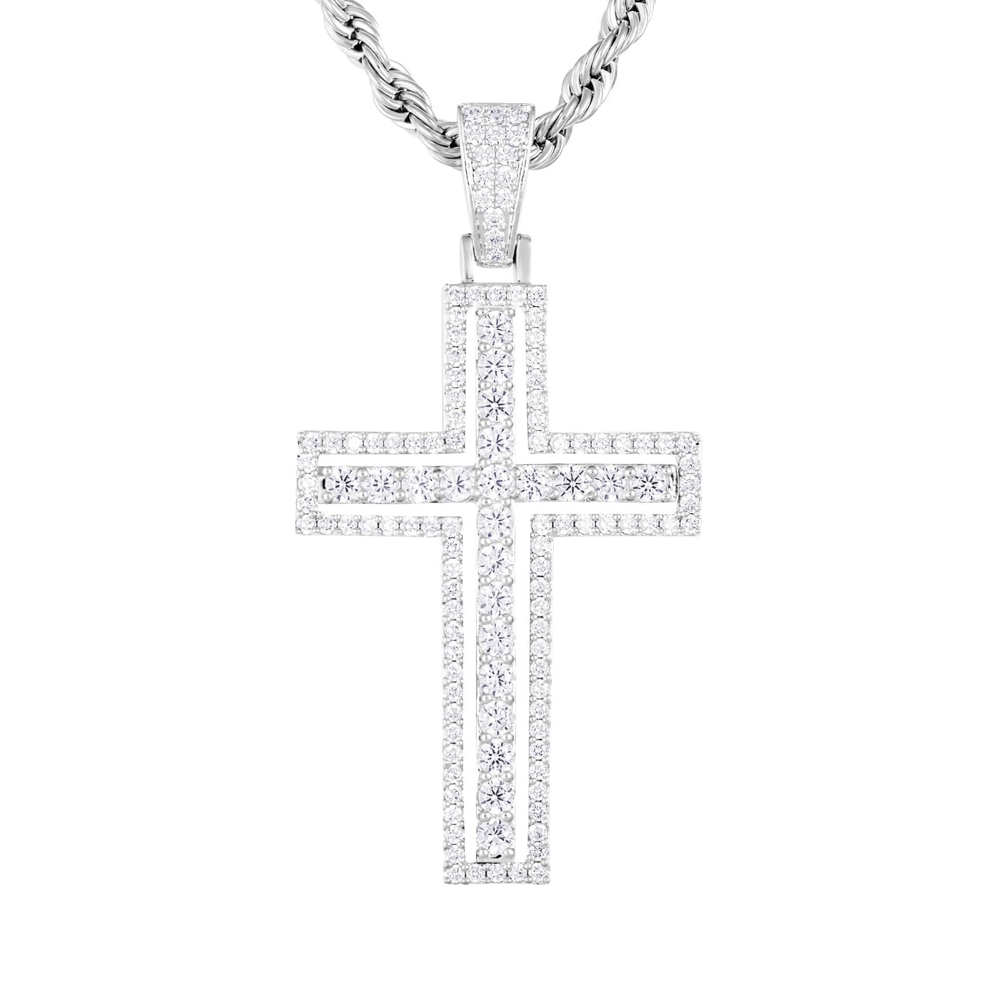 Cut Cross Pendant White Gold