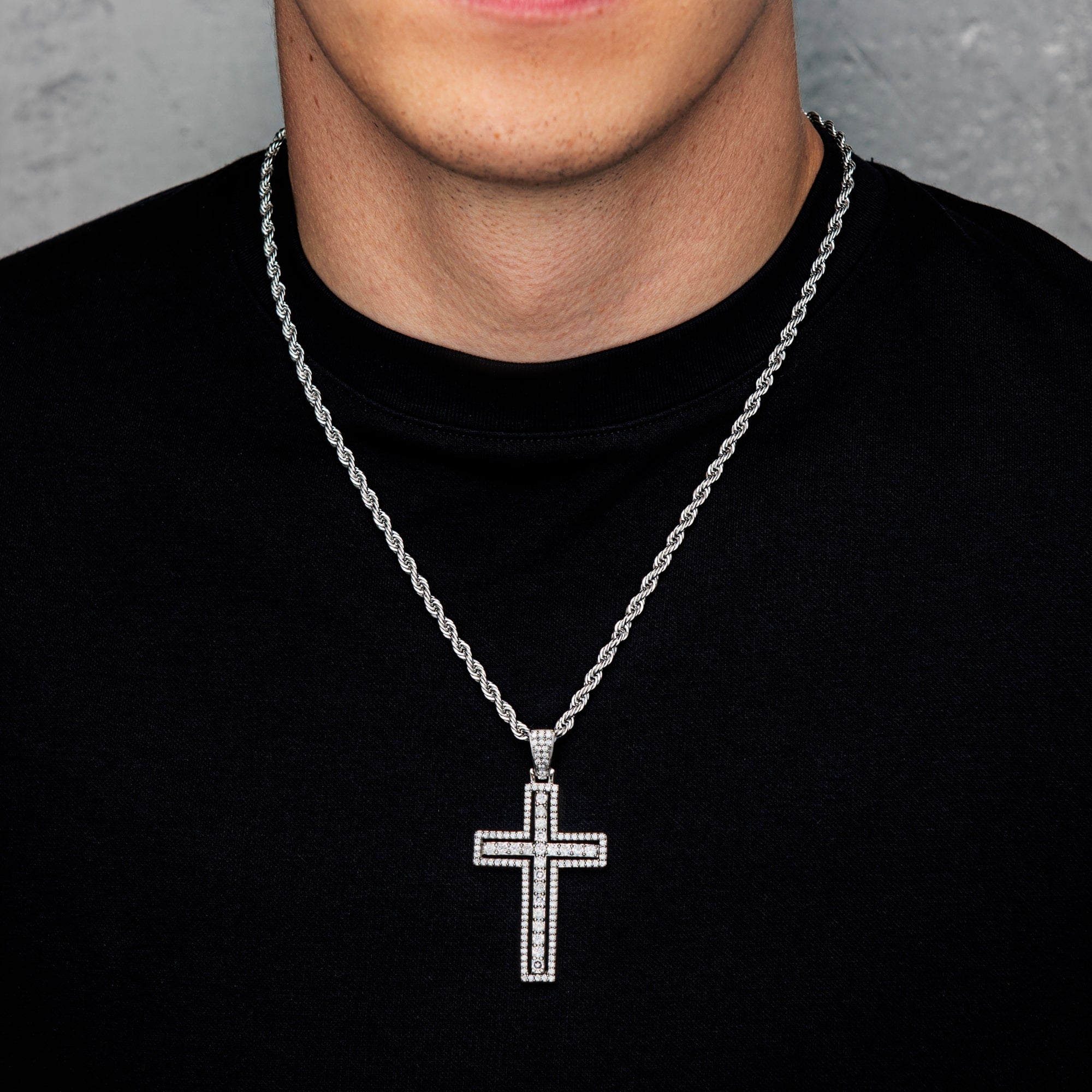 Cut Cross Pendant White Gold