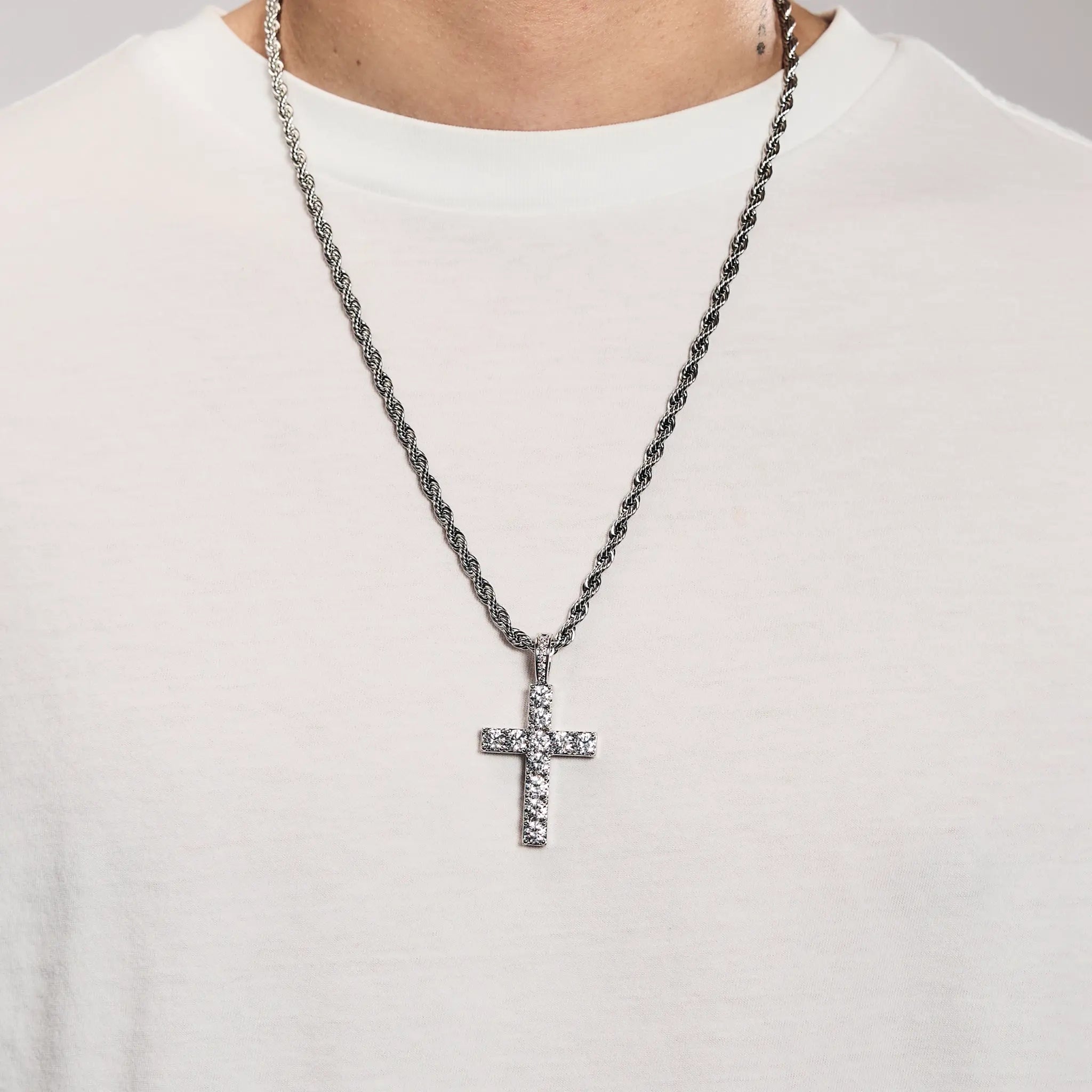 Diamond Cross Pendant in White Gold