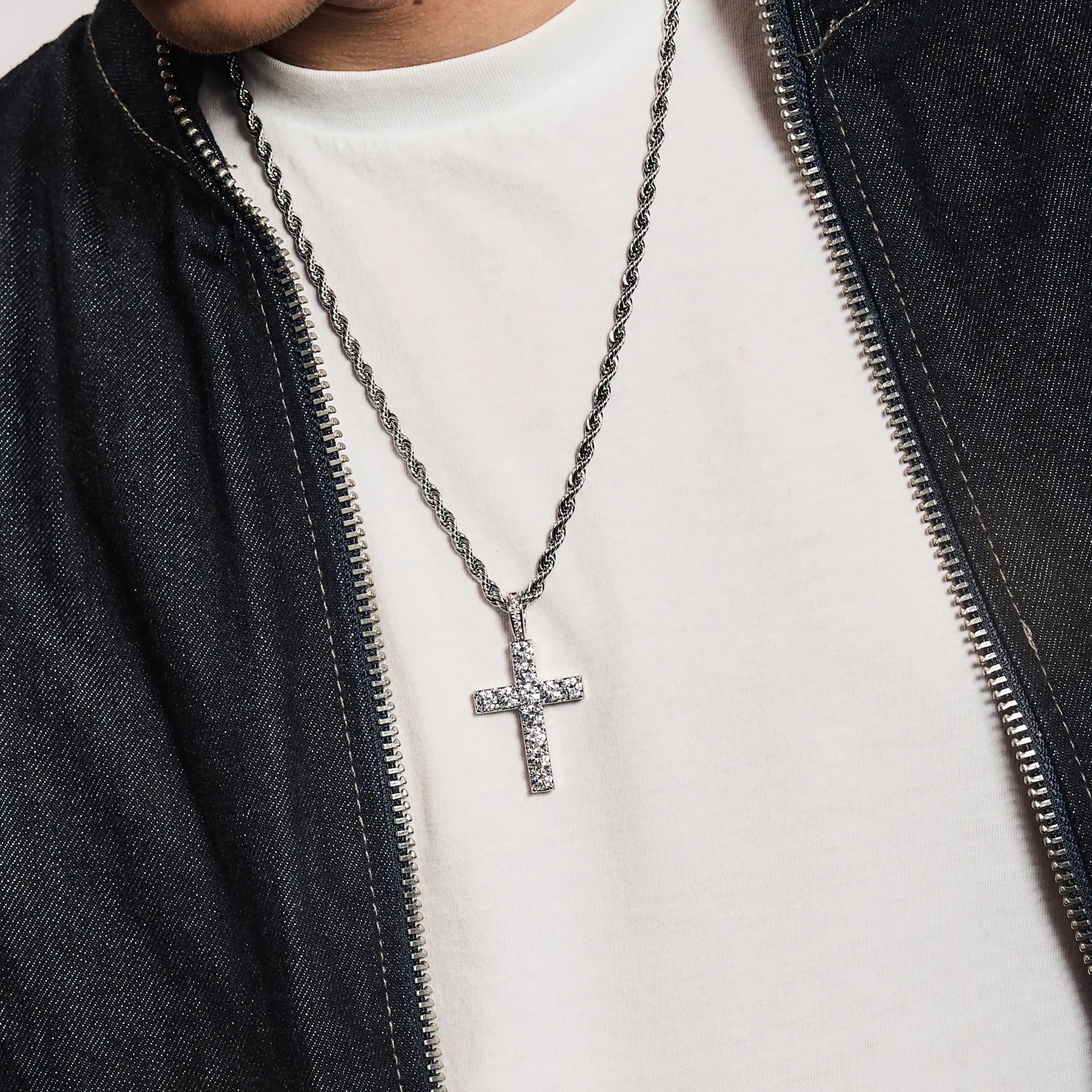 Diamond Cross Pendant in White Gold