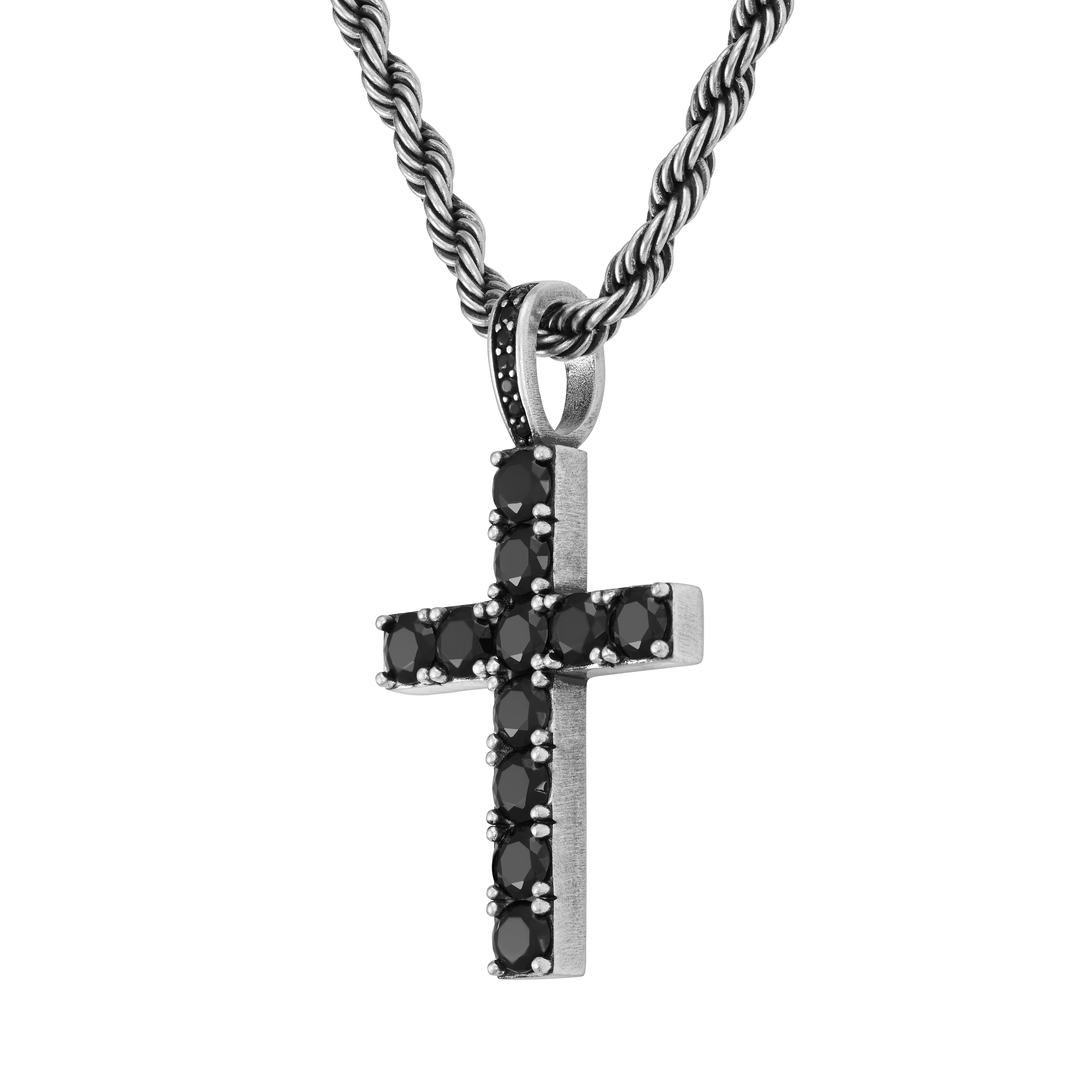 Diamond Cross RAW Pendant White Gold