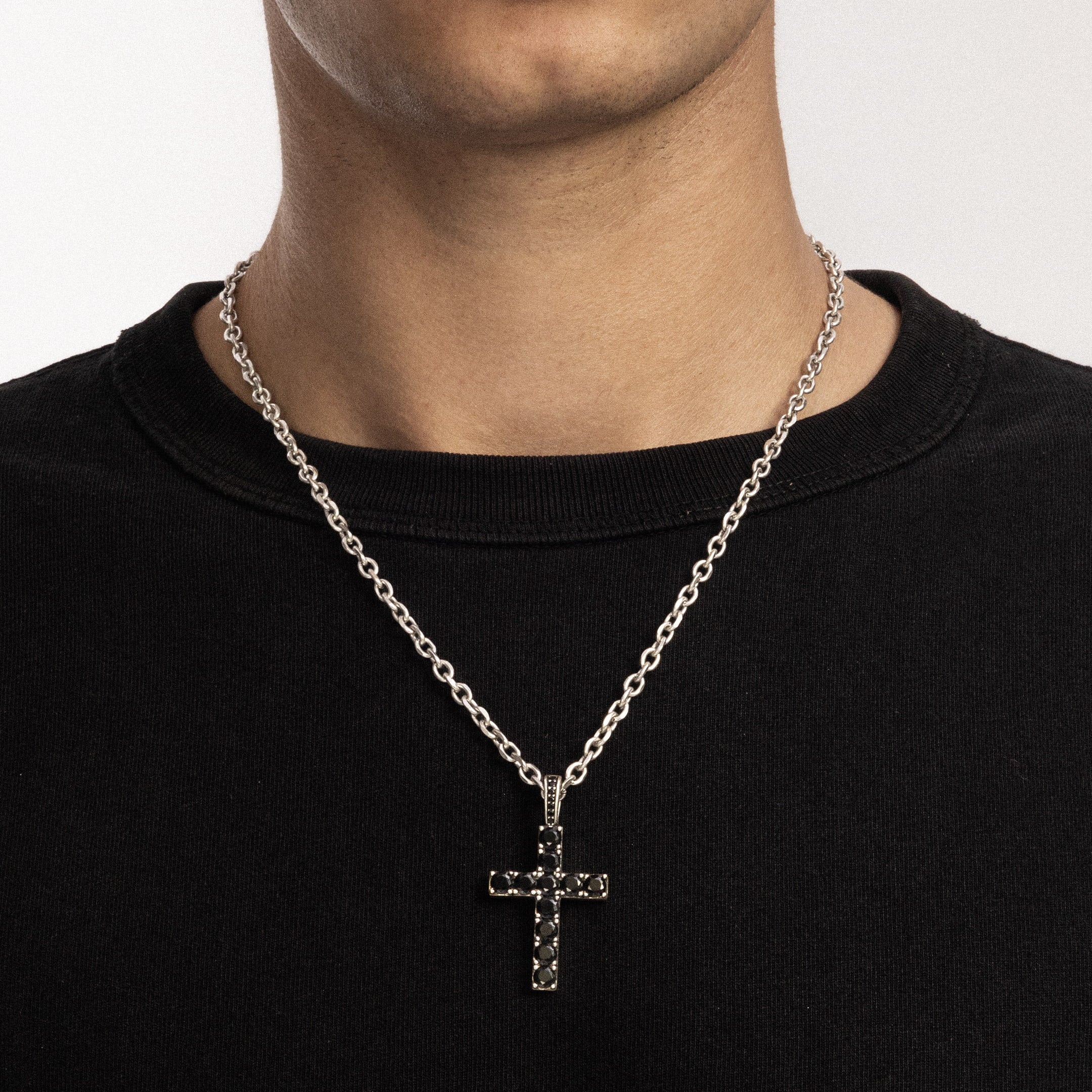 Diamond Cross RAW Pendant White Gold