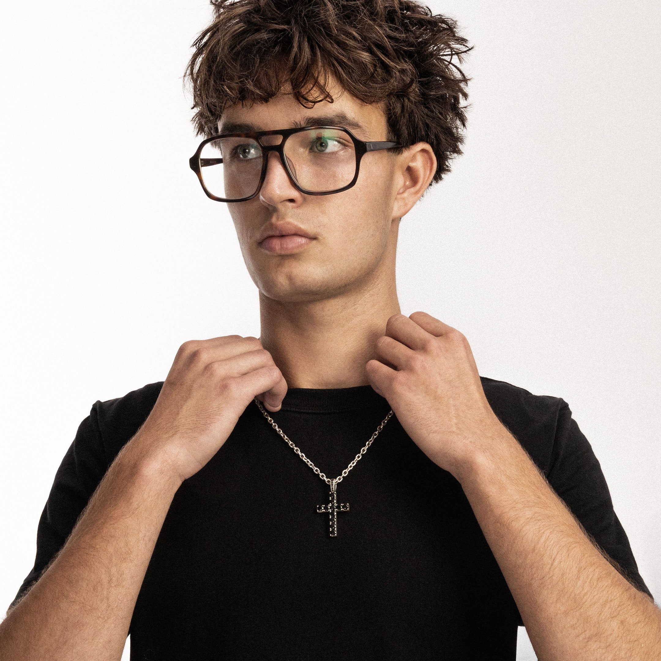 Diamond Cross RAW Pendant White Gold