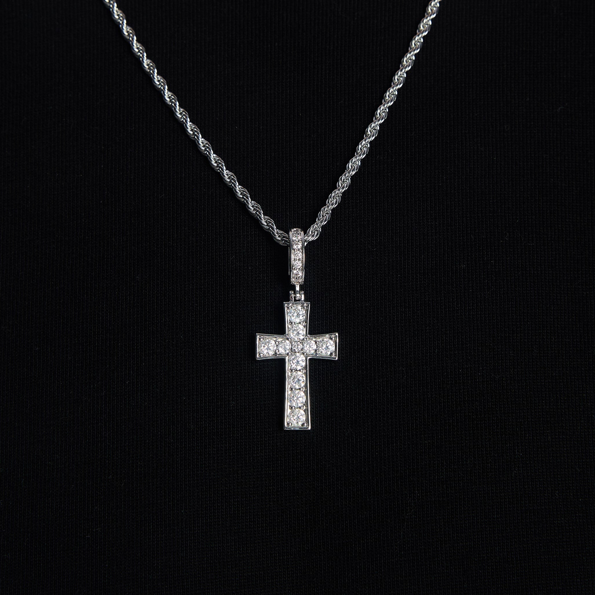 Diamond Gem Cross Pendant in White Gold