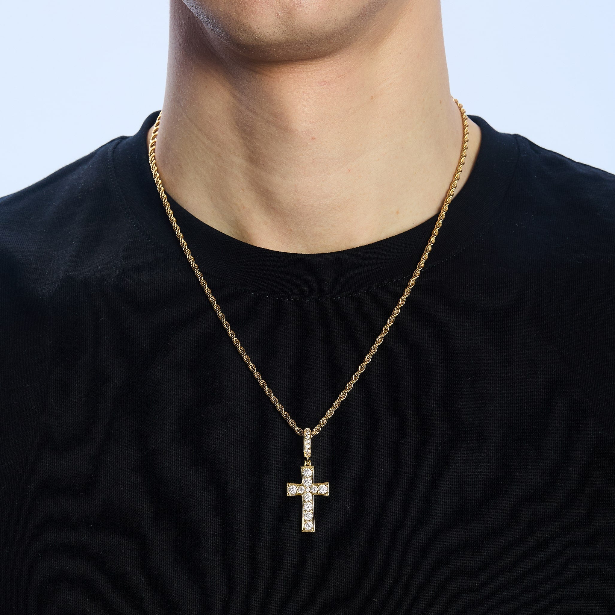 Diamond Gem Cross Gold Pendant