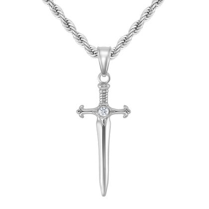 Diamond Sword Pendant White Gold