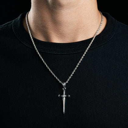 Diamond Sword Pendant White Gold