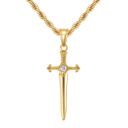 Diamond Sword Pendant Gold