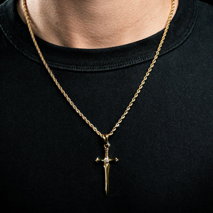 Diamond Sword Pendant Gold